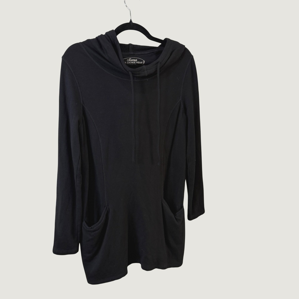 Soma Live Lounge Wear Hoodie Tunic Black‎ Modal Comfy Athleisure Super Soft Sz M